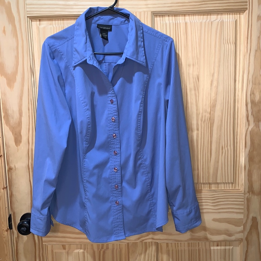 Lane Bryant blue button front blouse shirt size 14/16
